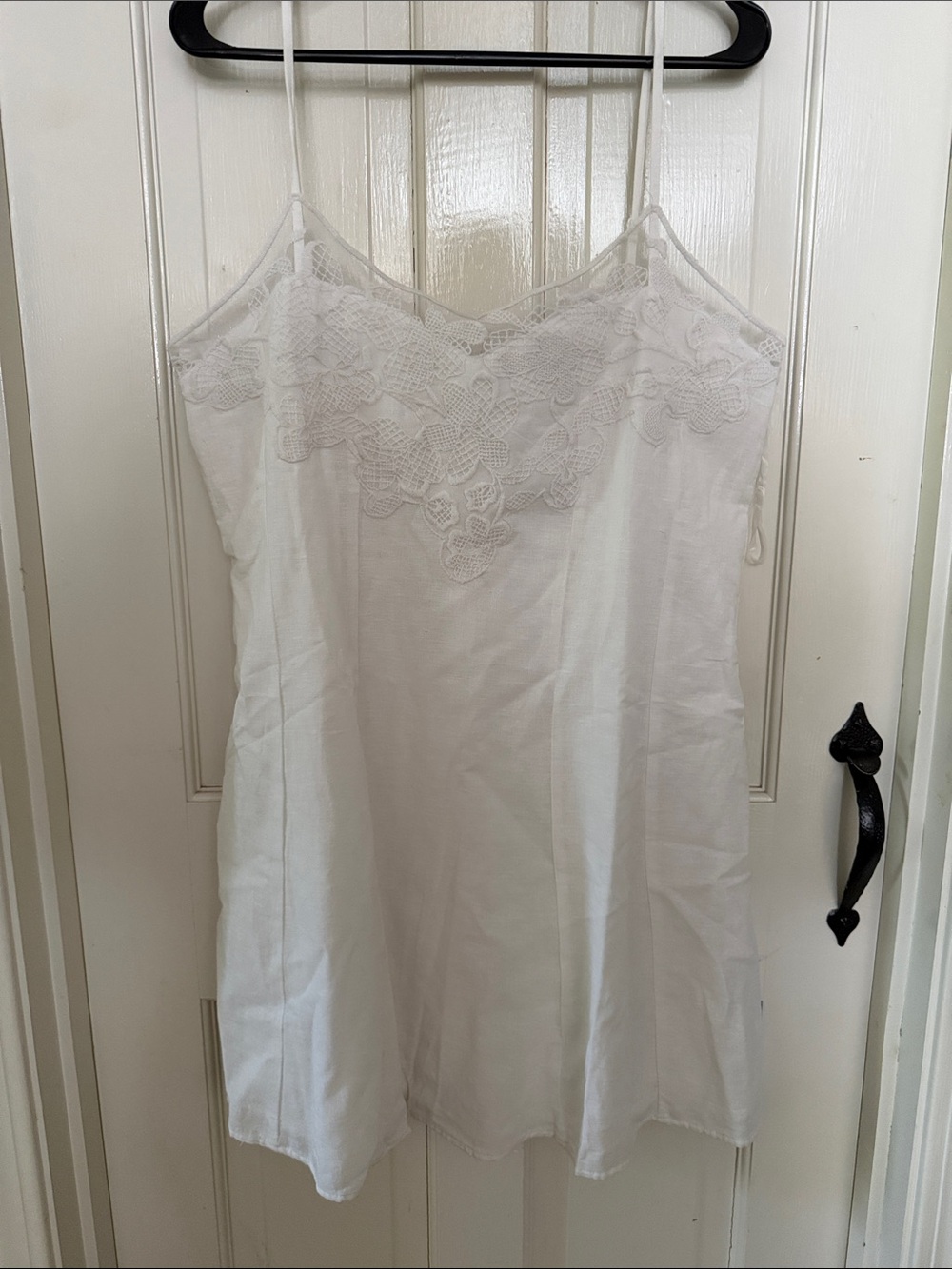 American Eagle Outfitters White Lace-Trim Slip Dress